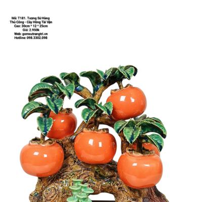 TƯỢNG SỨ THỦ CÔNG CAO CẤP – CÂY HỒNG TÀI VẬN